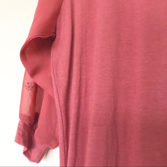 Jolt Dusty Rose Sheer and Stone Accent Blouse - Picture 5 of 8